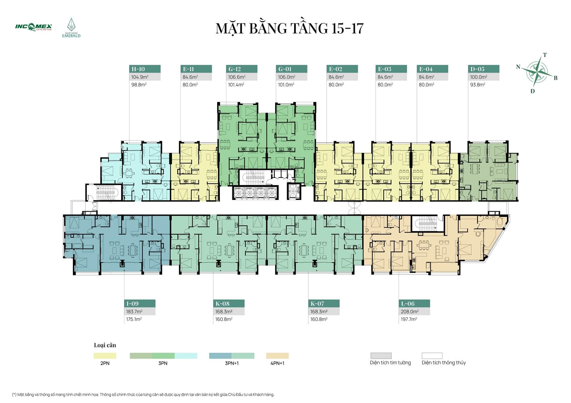 Mặt bằng tầng 15-17 dự án An Bình Homeland Hà Đông