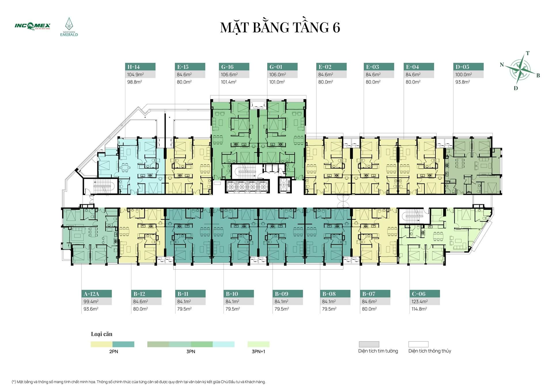 Mặt bằng tầng 6 dự án An Bình Homeland Hà Đông
