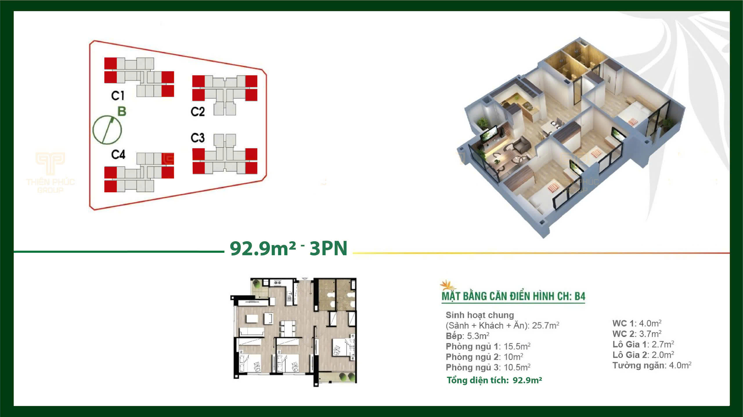 thiết kế căn hộ 3 phòng ngủ an bình homeland